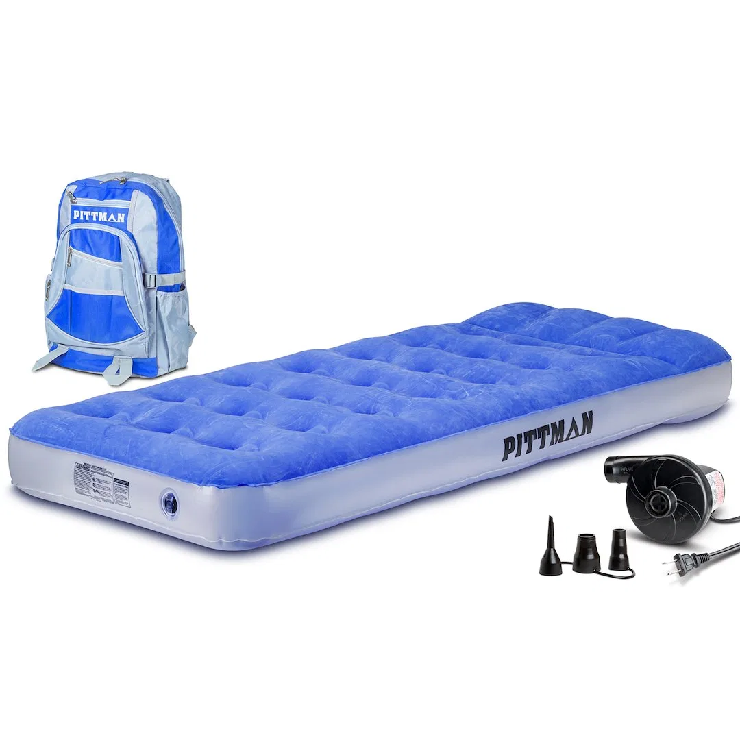 PPI-BLU_KIDMAT – AIRBEDZ Air Mattress, Twin 73 Inch Length x 30 Inch Width x 9 Inch Height Inflated Portable Battery ...